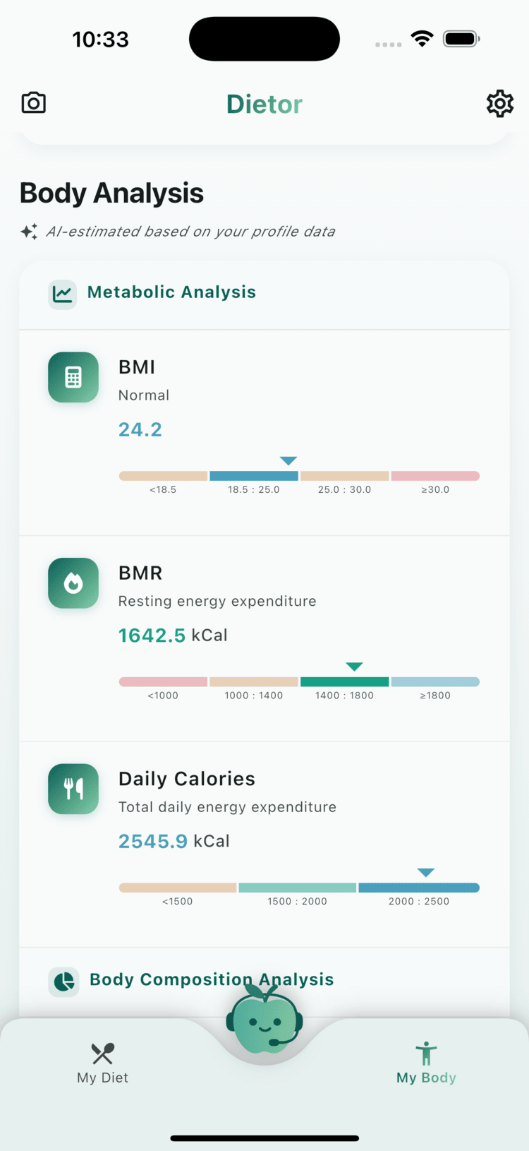 InBody Analysis Screen